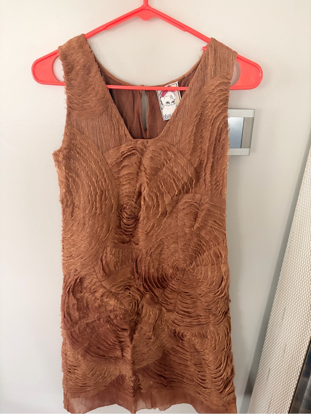 Yoana Baraschi Copper Brown Textured Mini Dress